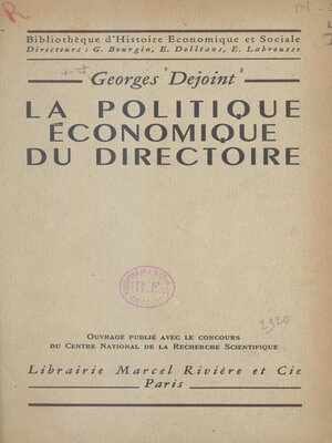 cover image of La politique économique du Directoire